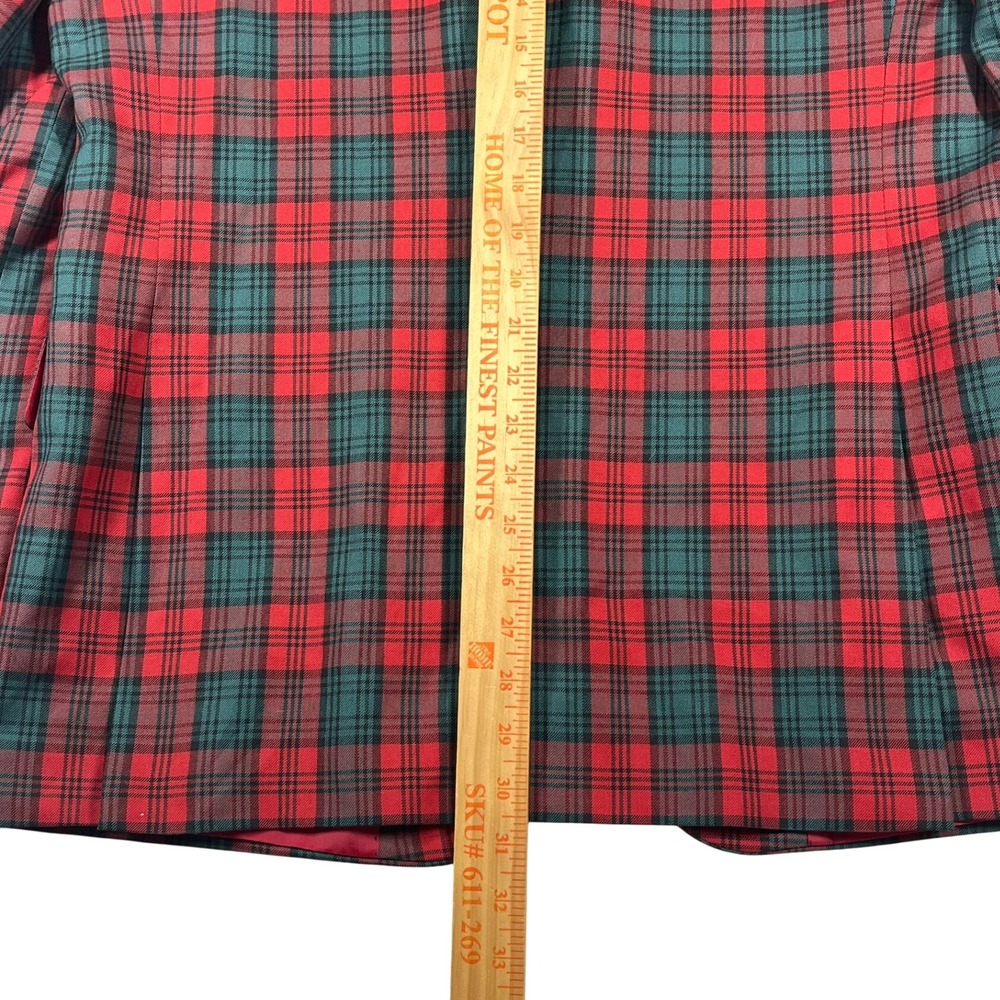 Stafford Tartan Sport Coat Mens 42R Red Green Plaid Wool Blend Classic Blazer - Picture 12 of 16